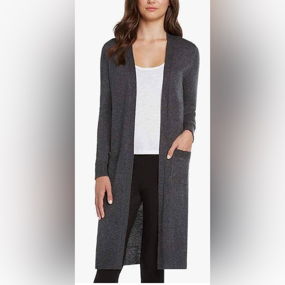Matty M Charcoal Open‎ Front Cardigan Size XL